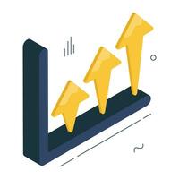 Editable design icon of growth chart vector