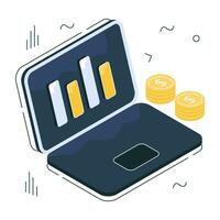 A premium download icon of online data analytics vector