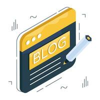 Trendy design icon of online blog writing vector