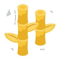 An icon design of bamboo sticks vector