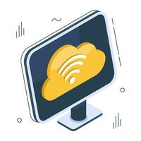 Cloud connected device icon, editable vector