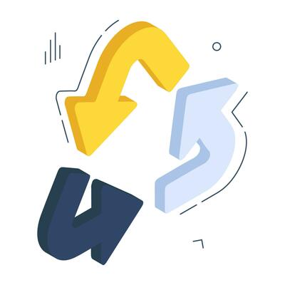 Conceptual isometric design icon of recycle