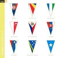 Triangle flag set, stylized country flags. vector