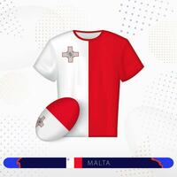 Malta rugby jersey with rugby ball of Malta on abstract sport background. vector