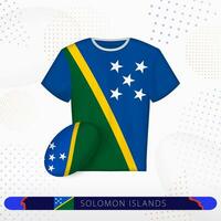 Solomon Islands rugby jersey with rugby ball of Solomon Islands on abstract sport background. vector