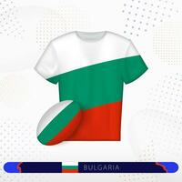 Bulgaria rugby jersey with rugby ball of Bulgaria on abstract sport background. vector