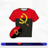 Angola rugby jersey with rugby ball of Angola on abstract sport background. vector