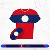 Laos rugby jersey with rugby ball of Laos on abstract sport background. vector