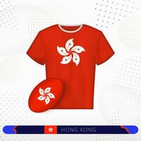 Hong Kong rugby jersey with rugby ball of Hong Kong on abstract sport background. vector