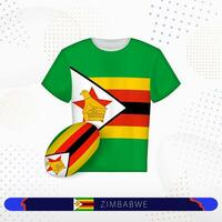 Zimbabwe rugby jersey with rugby ball of Zimbabwe on abstract sport background. vector