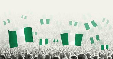 Abstract crowd with flag of Nigeria. Peoples protest, revolution, strike and demonstration with flag of Nigeria. vector