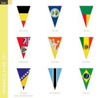 Triangle flag set, stylized country flags. vector