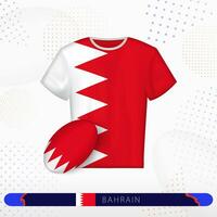Bahrain rugby jersey with rugby ball of Bahrain on abstract sport background. vector