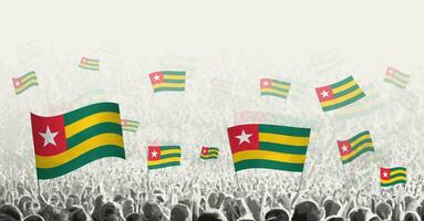 Abstract crowd with flag of Togo. Peoples protest, revolution, strike and demonstration with flag of Togo. vector