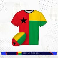 Guinea-Bissau rugby jersey with rugby ball of Guinea-Bissau on abstract sport background. vector