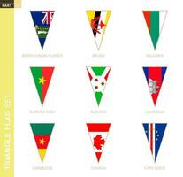 Triangle flag set, stylized country flags. vector