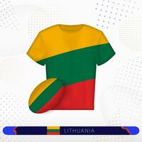 Lithuania rugby jersey with rugby ball of Lithuania on abstract sport background. vector