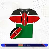 Kenya rugby jersey with rugby ball of Kenya on abstract sport background. vector