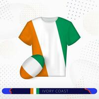 Ivory Coast rugby jersey with rugby ball of Ivory Coast on abstract sport background. vector