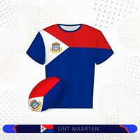 Sint Maarten rugby jersey with rugby ball of Sint Maarten on abstract sport background. vector