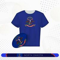 North Dakota rugby jersey with rugby ball of North Dakota on abstract sport background. vector