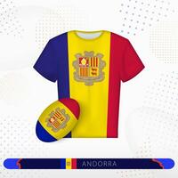 Andorra rugby jersey with rugby ball of Andorra on abstract sport background. vector