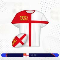 Sark rugby jersey with rugby ball of Sark on abstract sport background. vector