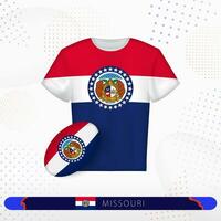 Missouri rugby jersey with rugby ball of Missouri on abstract sport background. vector