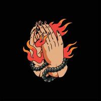 flaming prayer tattoo vector design