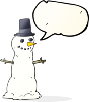 toespraak bubbel tekenfilm sneeuwman in top hoed png