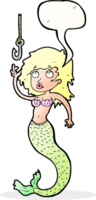 cartoon mermaid and fish hook with speech bubble png