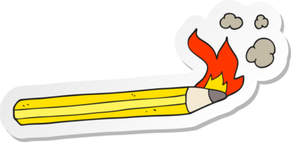sticker of a cartoon flaming pencil png