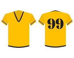 camiseta amarillo y negro fútbol o fútbol americano modelo para equipo club aislado en blanco antecedentes. frente y espalda ver fútbol uniforme en plano estilo. camiseta deporte diseño. vector ilustración.