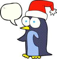 grappig boek toespraak bubbel tekenfilm Kerstmis pinguïn png