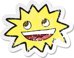 retro distressed sticker of a cartoon star with face png