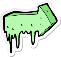 sticker of a cartoon slimy pointing arrow png