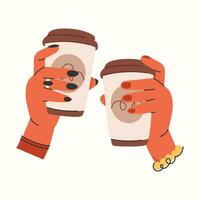Coffee cheers.Two girls celebrating holiday vector