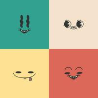 Funny cartoon geometric different shapes with happy emotions. Vector cartoon flat cute characters isolated.Groovy retro style.Geometric shapes pattern,print