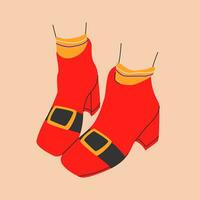 Christmas and New Year Santa costume shoes icon.Hand drawn vector illustration.Vector.