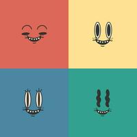 Funny cartoon geometric different shapes with happy emotions. Vector cartoon flat cute characters isolated.Groovy retro style.Geometric shapes pattern,print