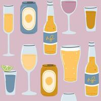 Seamless pattern with alcohol.template for bar,pub vector