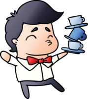 gradient cartoon of a kawaii cute waiter png