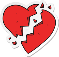 sticker van een tekenfilm met gebroken hart png