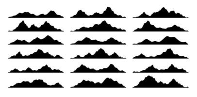 Black mountain, hill and rock silhouettes set vector