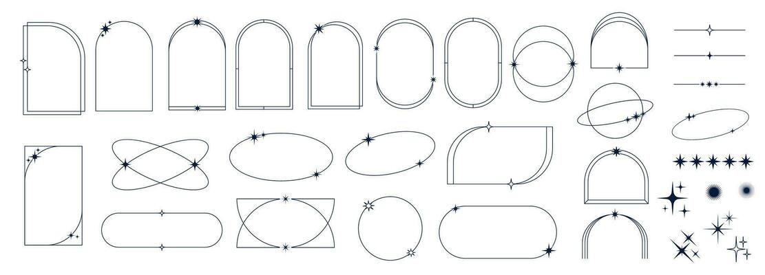 Minimal line frames and borders with star twinkles
