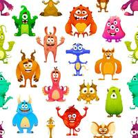 Cartoon monster characters pattern, alien creature vector