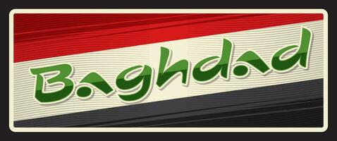 Baghdad city travel sticker plate sign vector