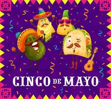 Mexican Tex Mex characters on Cinco de Mayo banner vector