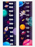 Kids height chart ruler with galaxy, astronaut vector