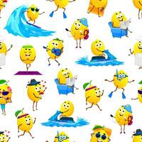 Cartoon lemon characters summer seamless pattern vector